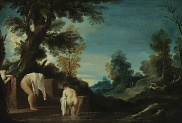 Landschaft mit badenden Frauen